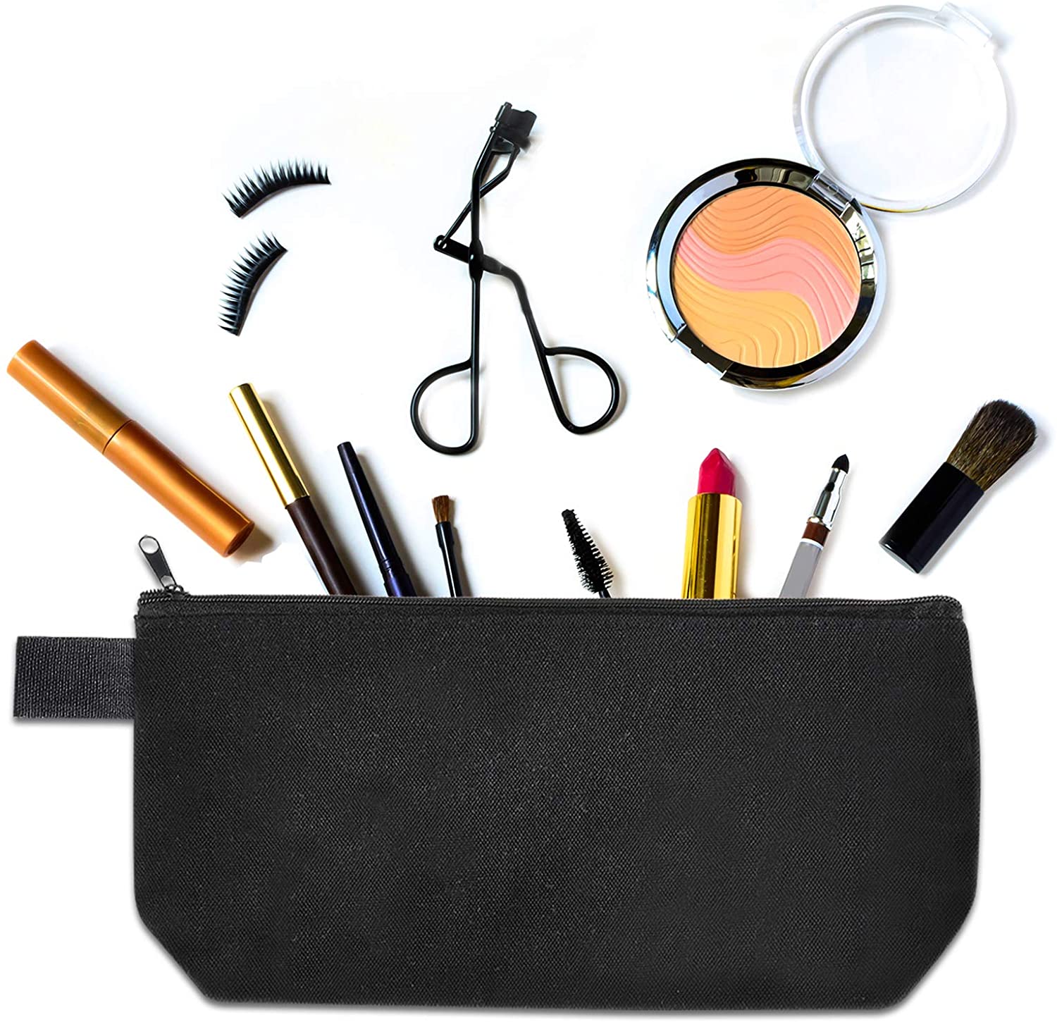 8 Pieces Canvas Cosmetic Bags Plain Makeup Pouch with Zipper Blank DIY Bags for Travel Toiletry Make