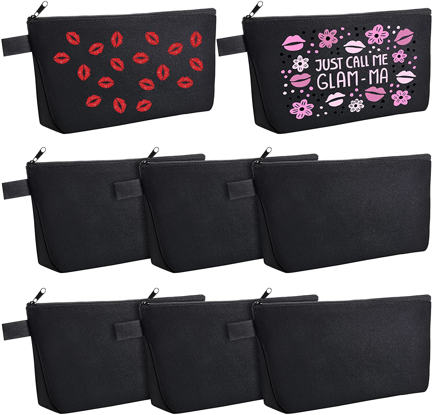 8 Pieces Canvas Cosmetic Bags Plain Makeup Pouch with Zipper Blank DIY Bags for Travel Toiletry Make