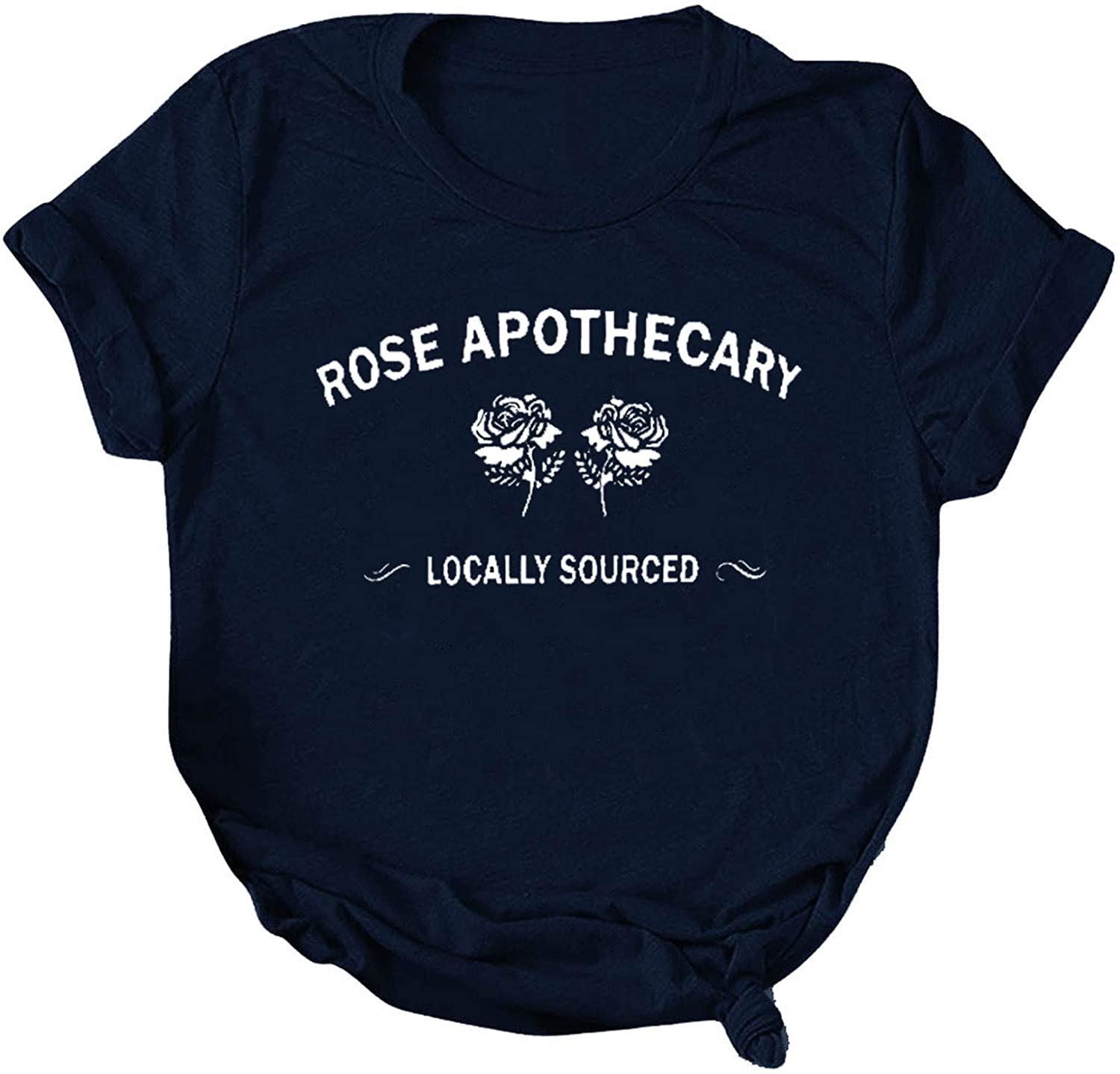 Dosoop Rose Apothecary Shirts for Women Rose Printed Novelty Shirt Funny Short Sleeve Summer Holiday