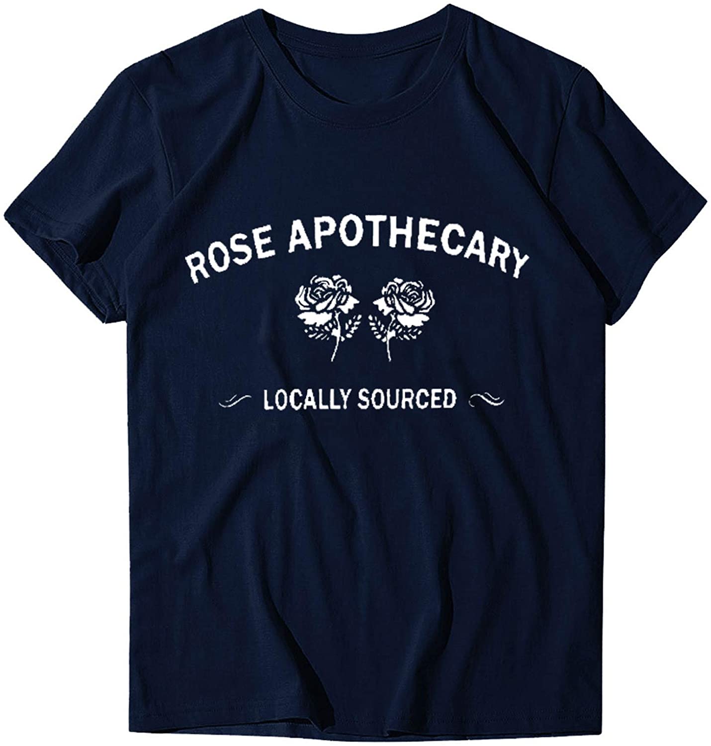 Dosoop Rose Apothecary Shirts for Women Rose Printed Novelty Shirt Funny Short Sleeve Summer Holiday