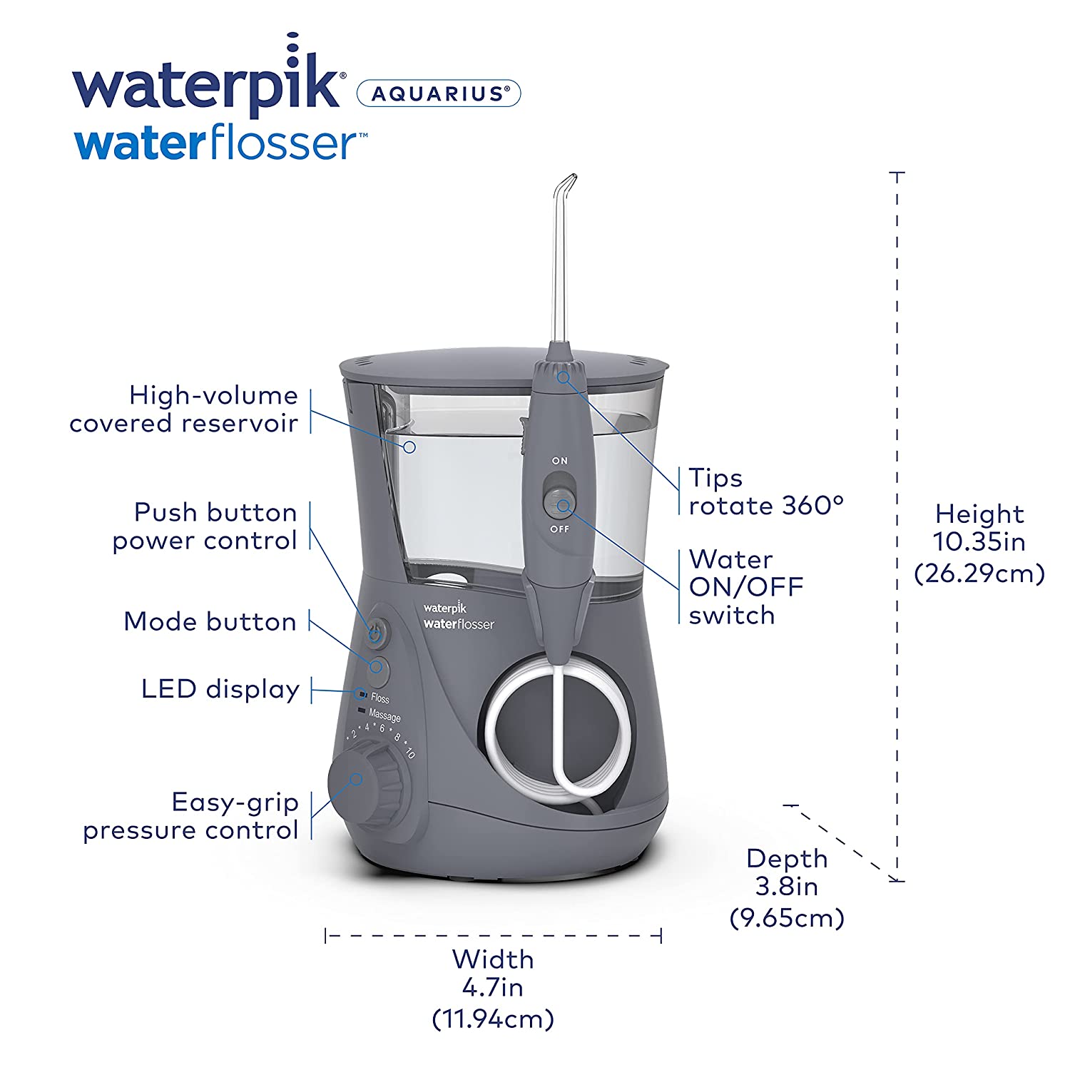 Waterpik Aquarius Water Flosser Professional For Teeth, Gums, Braces, Dental Care, Electric Power Wi