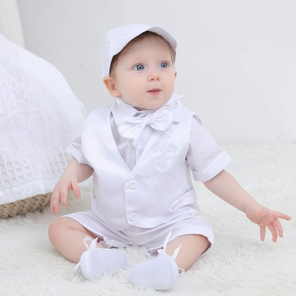 Booulfi Boys Christening Outfit 0-18 Months Baby Boy Baptism Outfit Short Boys' Christening Clothing