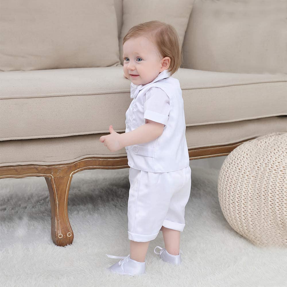 Booulfi Boys Christening Outfit 0-18 Months Baby Boy Baptism Outfit Short Boys' Christening Clothing