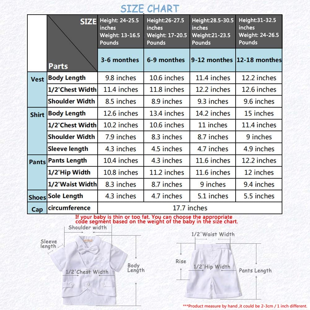 Booulfi Boys Christening Outfit 0-18 Months Baby Boy Baptism Outfit Short Boys' Christening Clothing