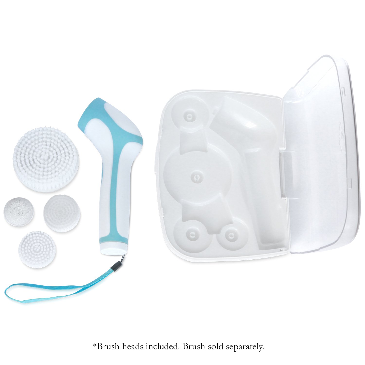Travel Case for the Skin Cleansing System Facial Brush & Body Care Kit. Includes 4 replacement heads