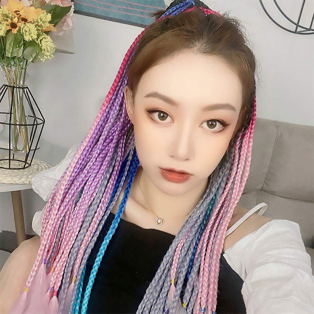 Fashion Women Hair Color Gradient Colored Headwear Hair Jewelry Accessories Wig Extension Dirty Wig 
