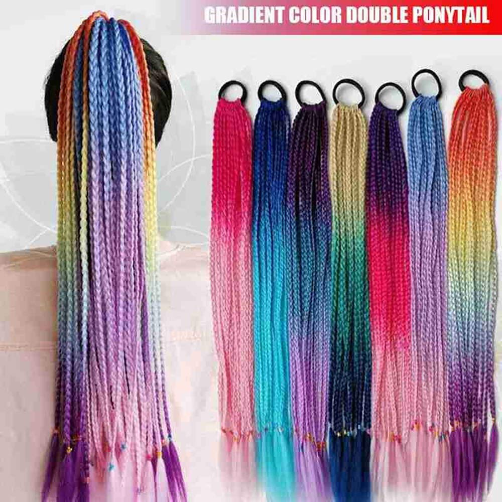 Fashion Women Hair Color Gradient Colored Headwear Hair Jewelry Accessories Wig Extension Dirty Wig 