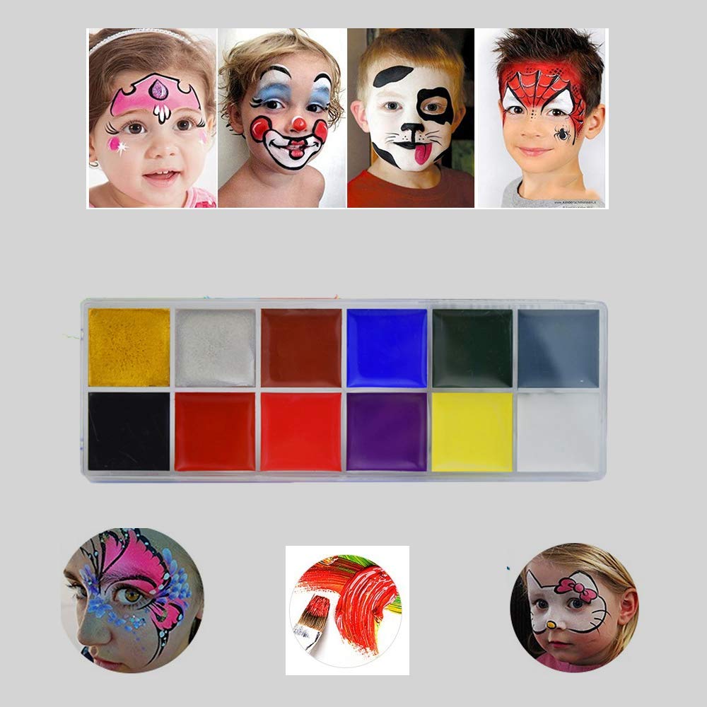 Face Paint Kit for Kids 12 Colors Professional Hypoallergenic Face & Body Paint Safe & Non-Toxic Eas