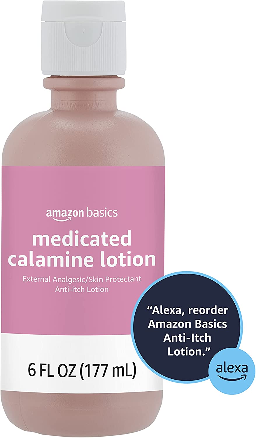 Amazon Basics Medicated Calamine Anti-Itch Lotion, Analgesic Skin Protectant, 6 Fluid Ounces, 1-Pack