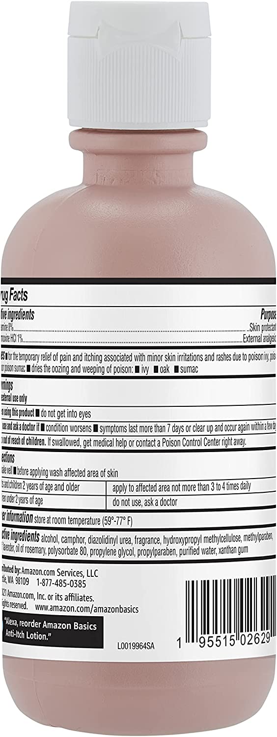 Amazon Basics Medicated Calamine Anti-Itch Lotion, Analgesic Skin Protectant, 6 Fluid Ounces, 1-Pack
