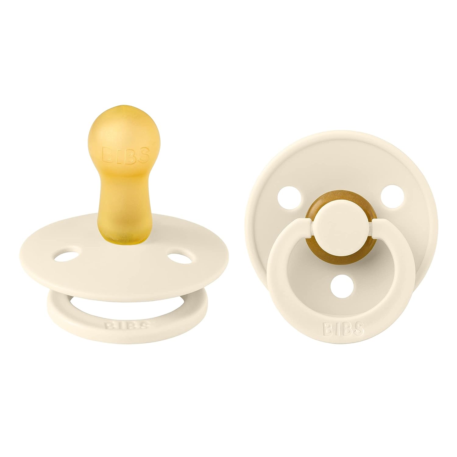 BIBS Baby Pacifier | BPA-Free Natural Rubber | Made in Denmark | Ivory 2-Pack (6-18 Months)