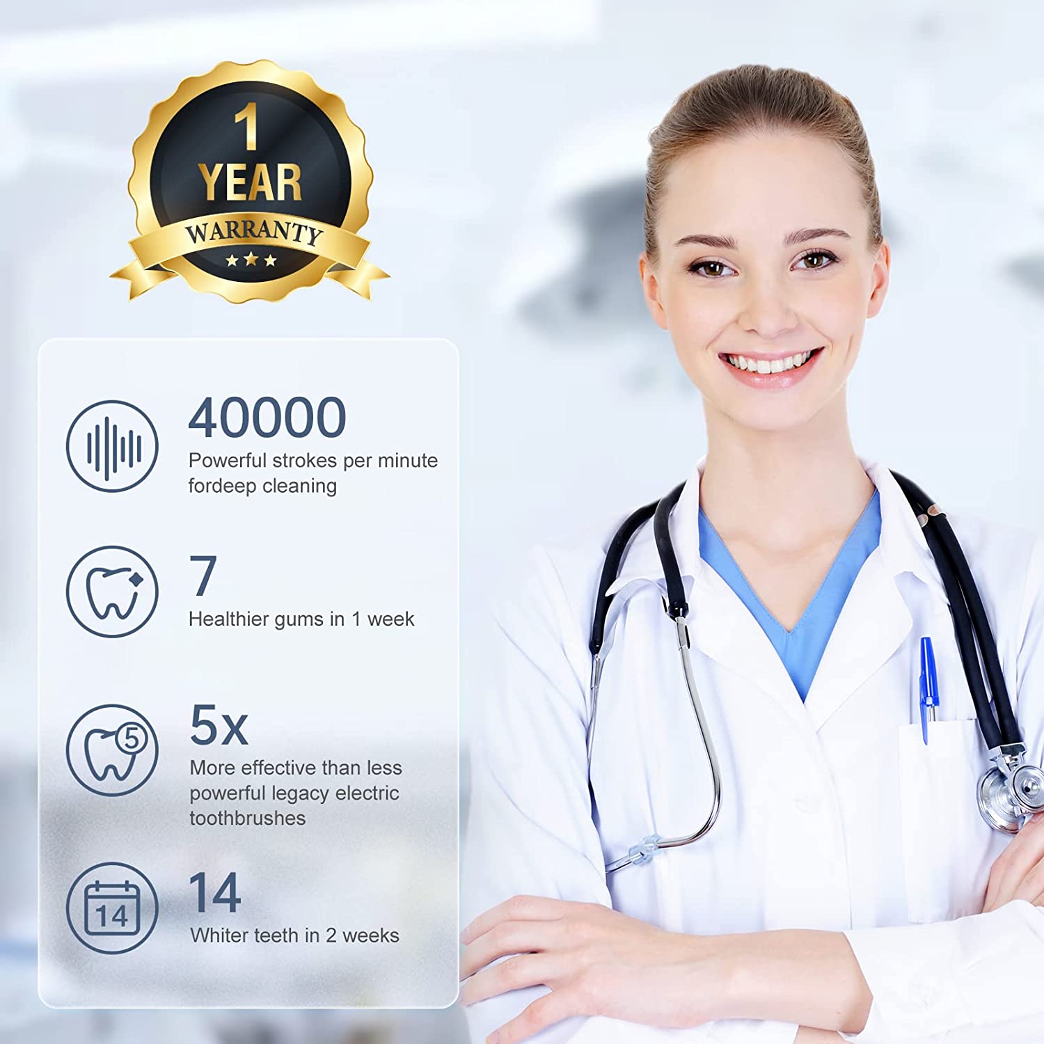 Proalpha Electric Toothbrush for Adults, Sonic Electric Toothbrushes With Travel Case, 6 Brush Heads