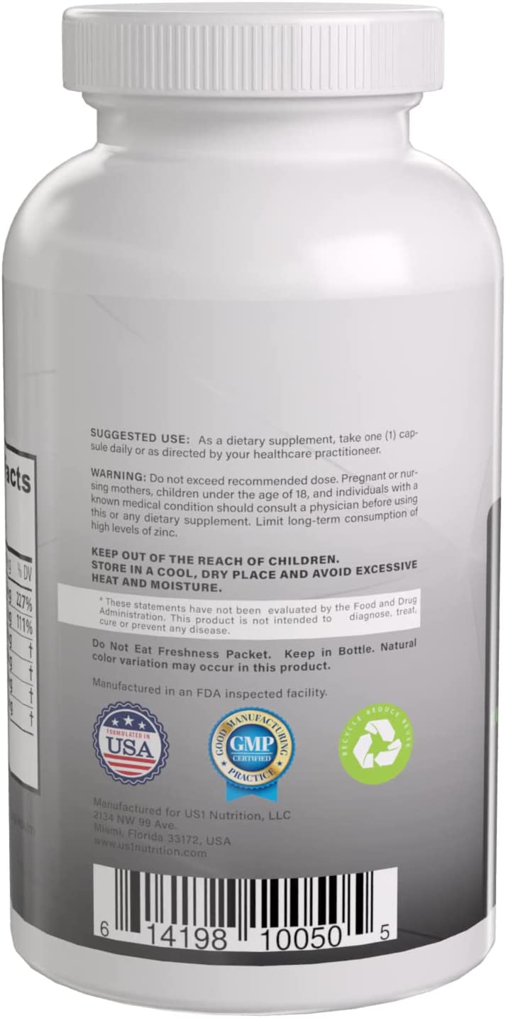 Prostate Supplement for Men with Zinc Antioxidant. Gluten Free. 60 Veggie Capsules