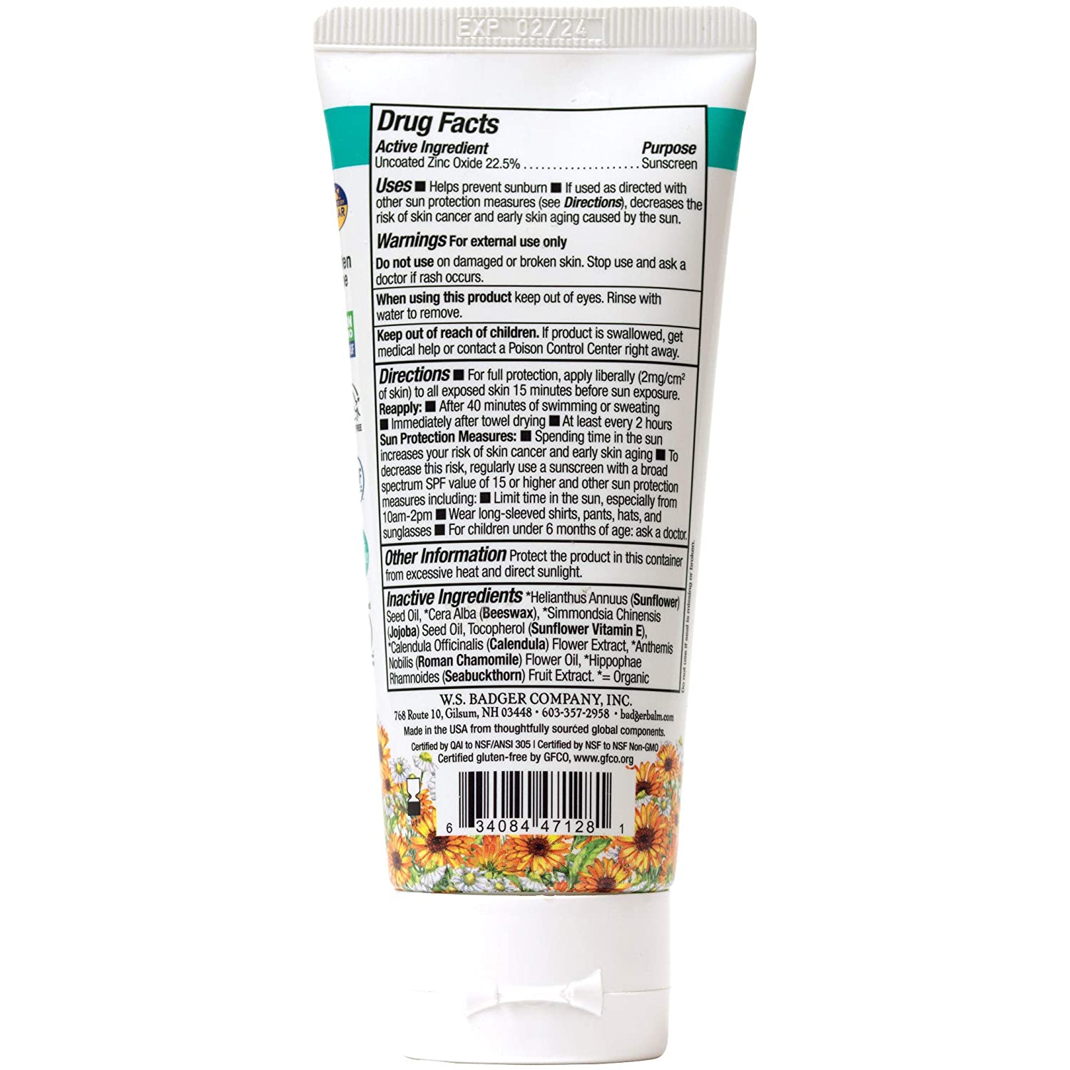 Badger SPF 40 Baby Sunscreen Cream - Reef-Friendly Broad-Spectrum Water-Resistant Baby Sunscreen wit
