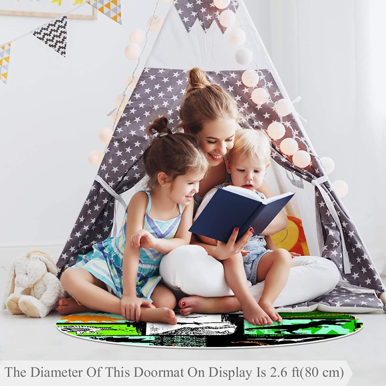 Kitchen Rugs and Mats Color Dinosaur Cushioned Chef Soft Non-Slip Rubber Back Floor Mats Washable Do