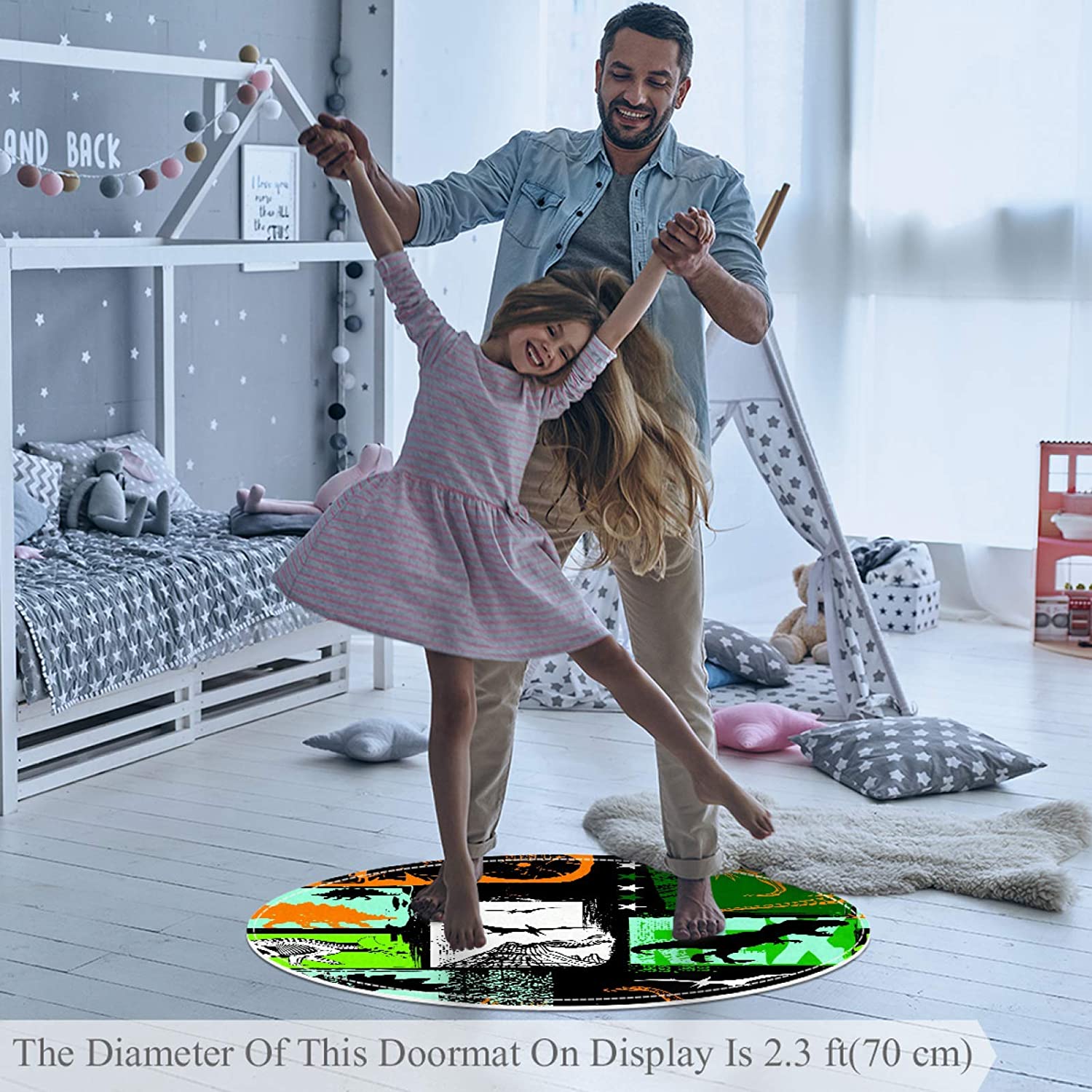 Kitchen Rugs and Mats Color Dinosaur Cushioned Chef Soft Non-Slip Rubber Back Floor Mats Washable Do