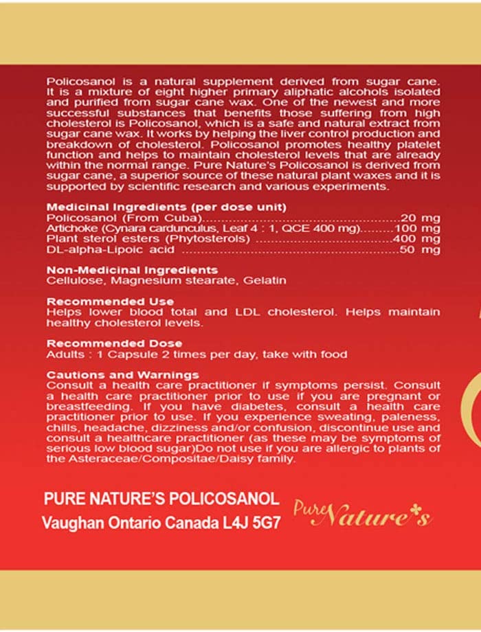 PNC Policosanol Cuban Active Ingredient Healthy Cholesterol Metabolism and Support Cardiovascular He