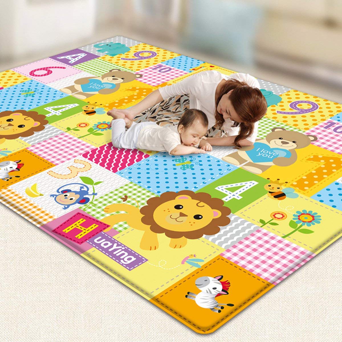 79''x71''x0.5'' Double-Sided Crawling Mat Baby Toddlers Infant Waterproof Portable Thick Playmat Are
