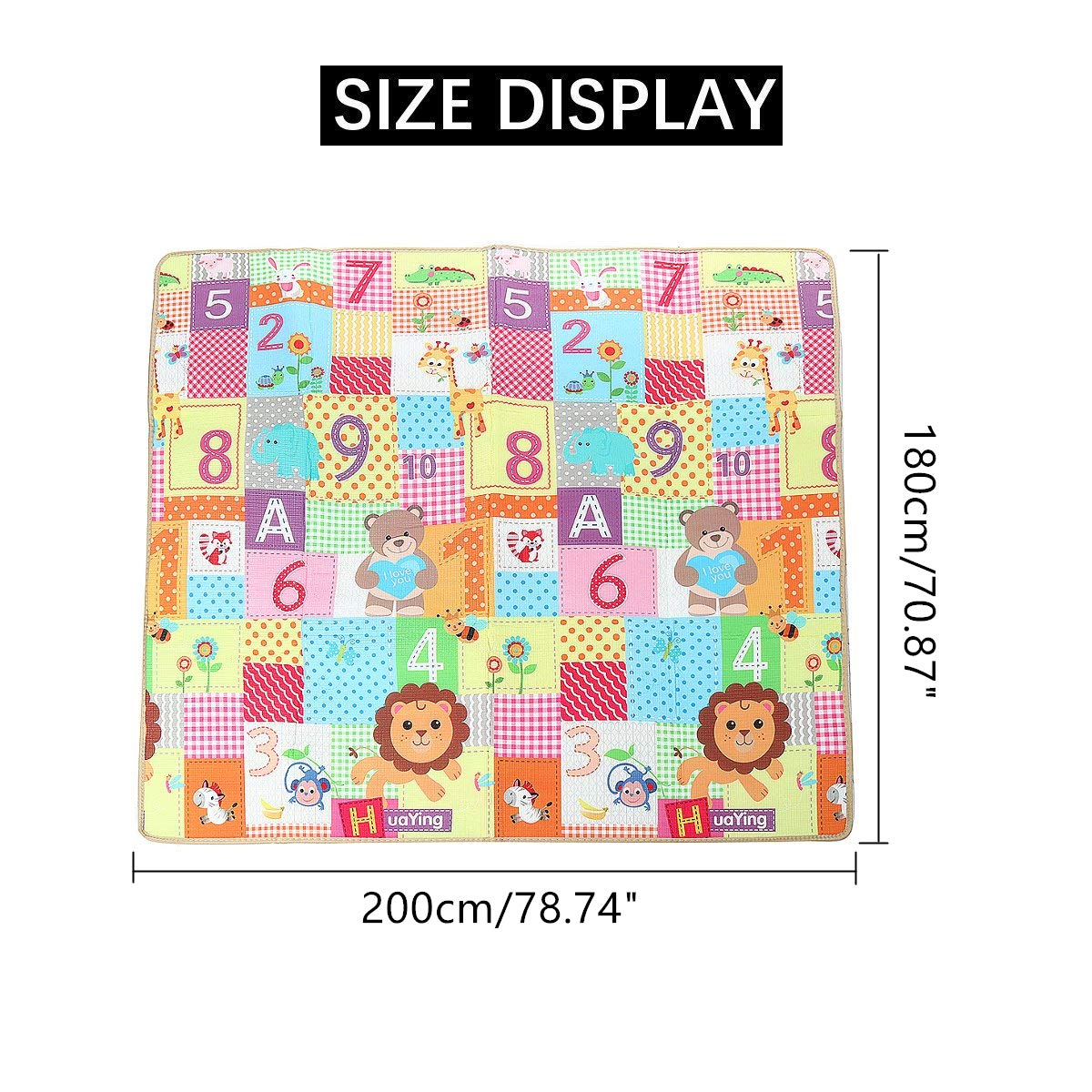 79''x71''x0.5'' Double-Sided Crawling Mat Baby Toddlers Infant Waterproof Portable Thick Playmat Are