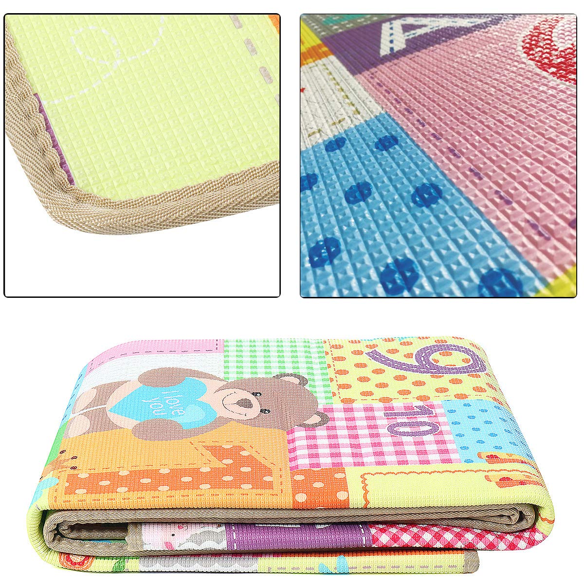 79''x71''x0.5'' Double-Sided Crawling Mat Baby Toddlers Infant Waterproof Portable Thick Playmat Are