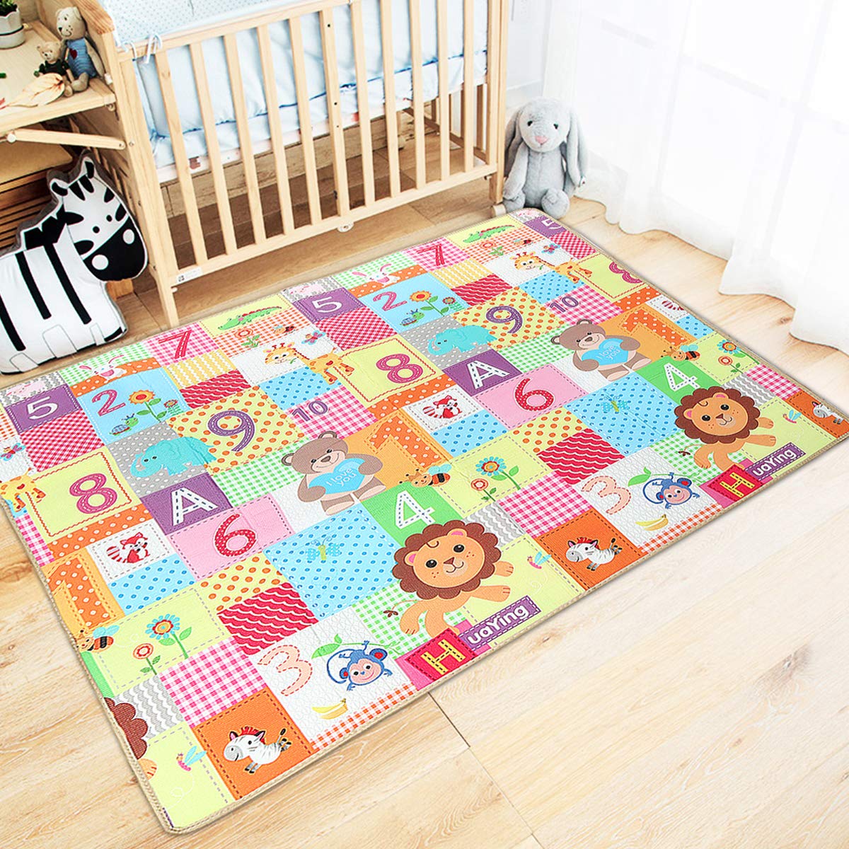 79''x71''x0.5'' Double-Sided Crawling Mat Baby Toddlers Infant Waterproof Portable Thick Playmat Are