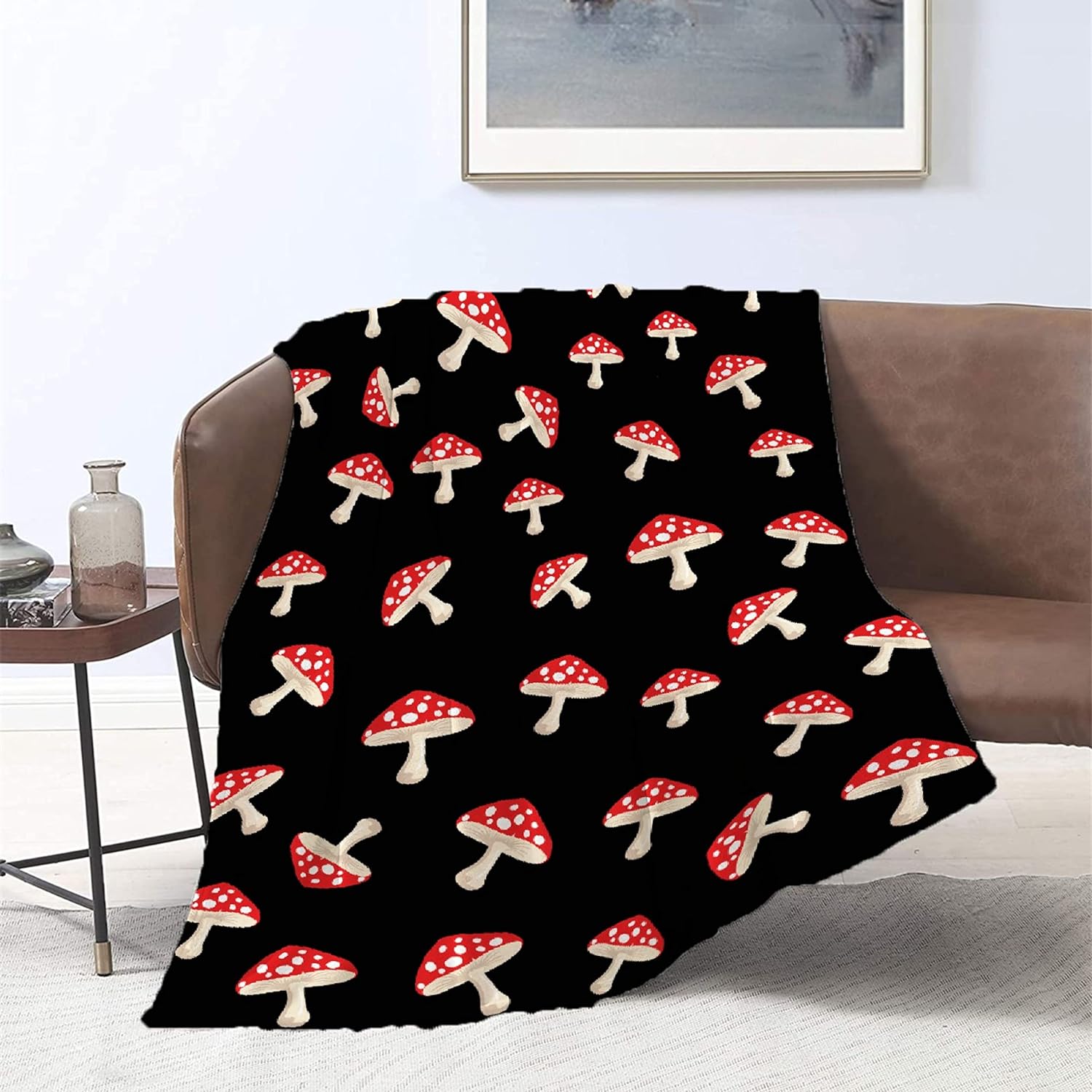 AozyHug Mushrooms Fleece Flannel Blanket Soft Fuzzy Plush Fluffy Blanket Warm Cozy Perfect Throw for