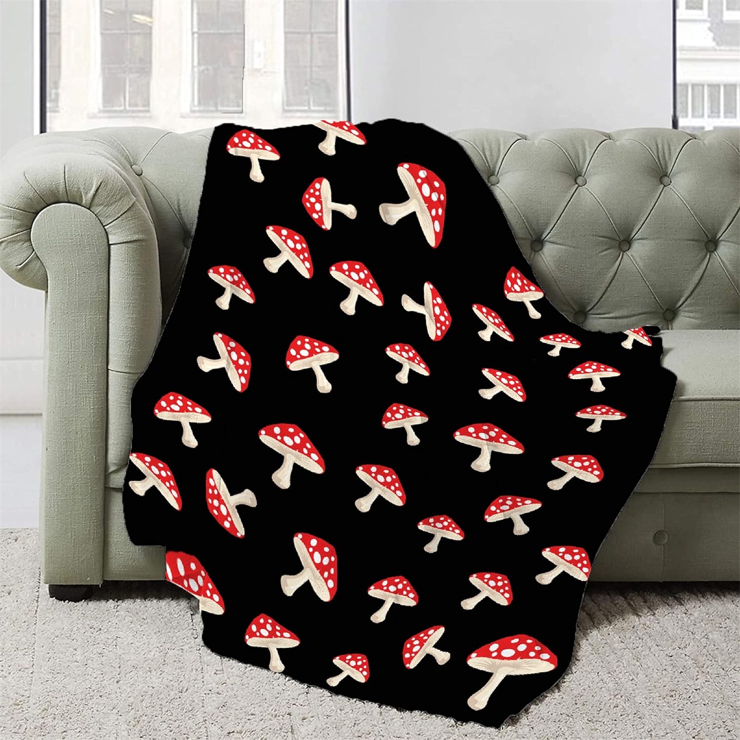 AozyHug Mushrooms Fleece Flannel Blanket Soft Fuzzy Plush Fluffy Blanket Warm Cozy Perfect Throw for