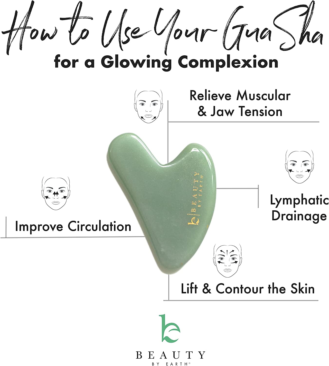Jade Gua Sha Stone Face Sculpting Tool, Guasha Tool for Face, Gua Sha