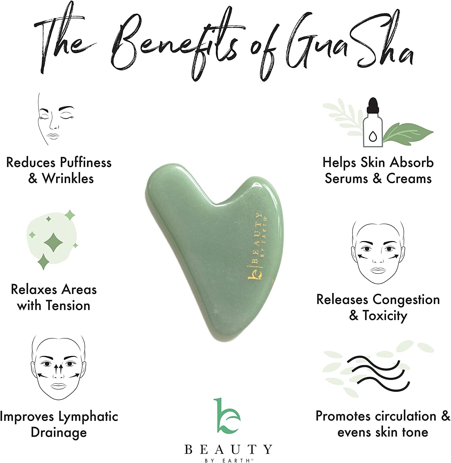 Jade Gua Sha Stone Face Sculpting Tool, Guasha Tool for Face, Gua Sha Facial Tools for Face
