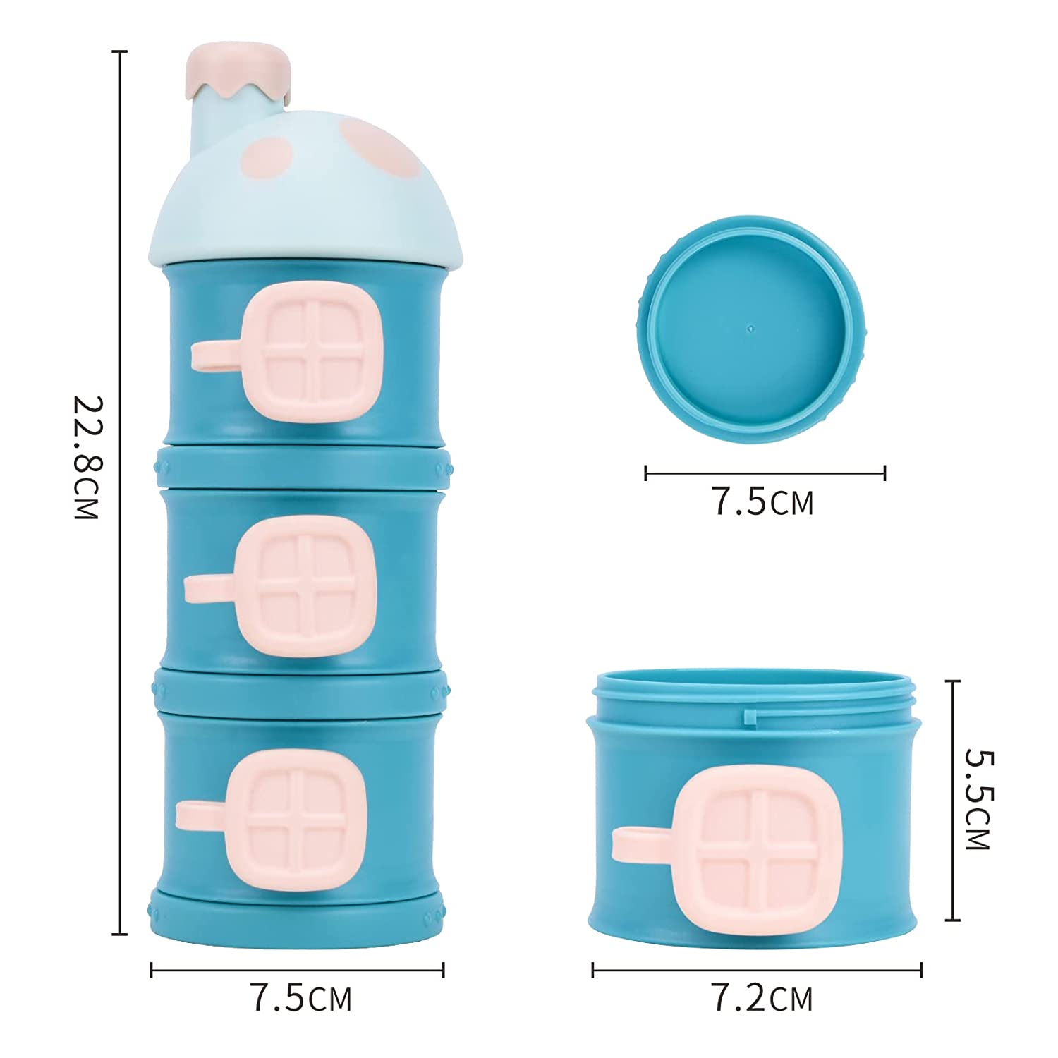 Bebamour Baby Formula Dispenser Travel Milk Powder Storage Box Stackable Formula Dispenser Container
