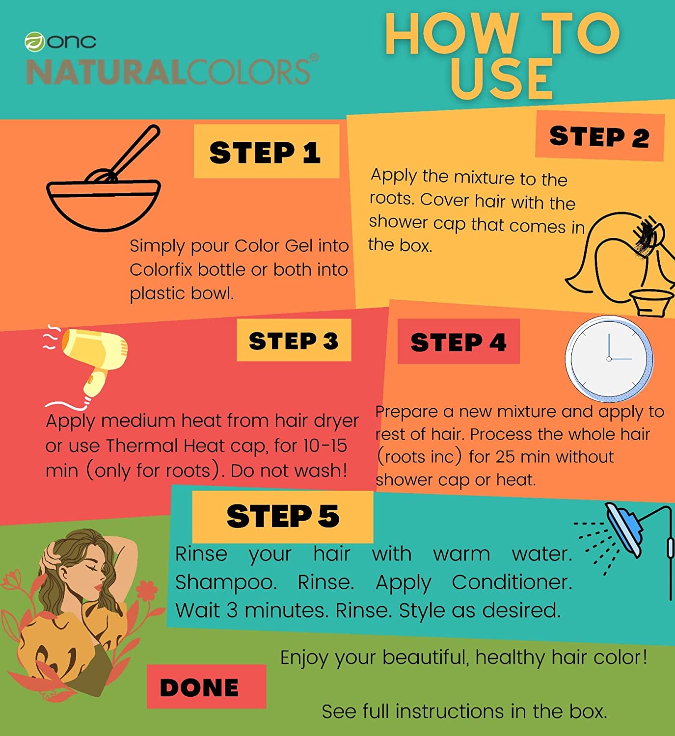 ONC NATURALCOLORS (5RF Red) 4 fl. oz. (120 mL) Healthier Permanent Hair Dye with Certified Organic I