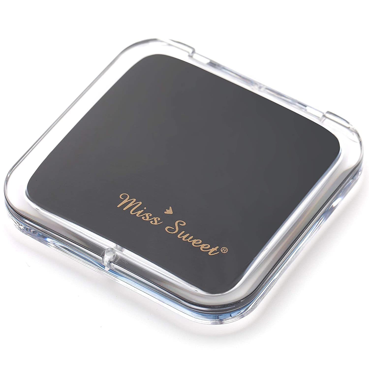 Miss Sweet Compact Mirror for Purse Pocket Mirror True Image&10X Magnification (Black)