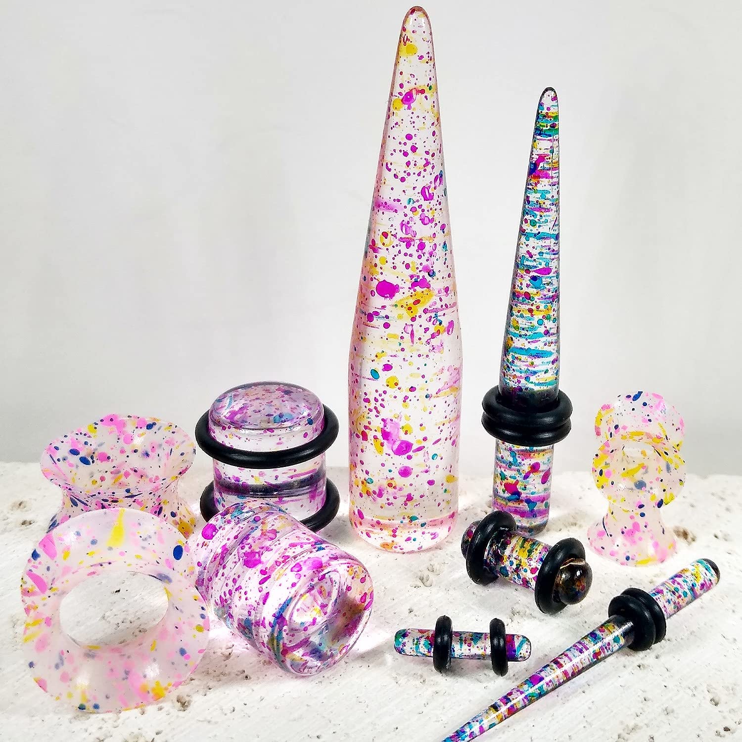 BodyJ4You 50PC Gauges Kit Ear Stretching Aftercare Jojoba Oil Wax 14G-12MM Tunnel Plug Taper Set