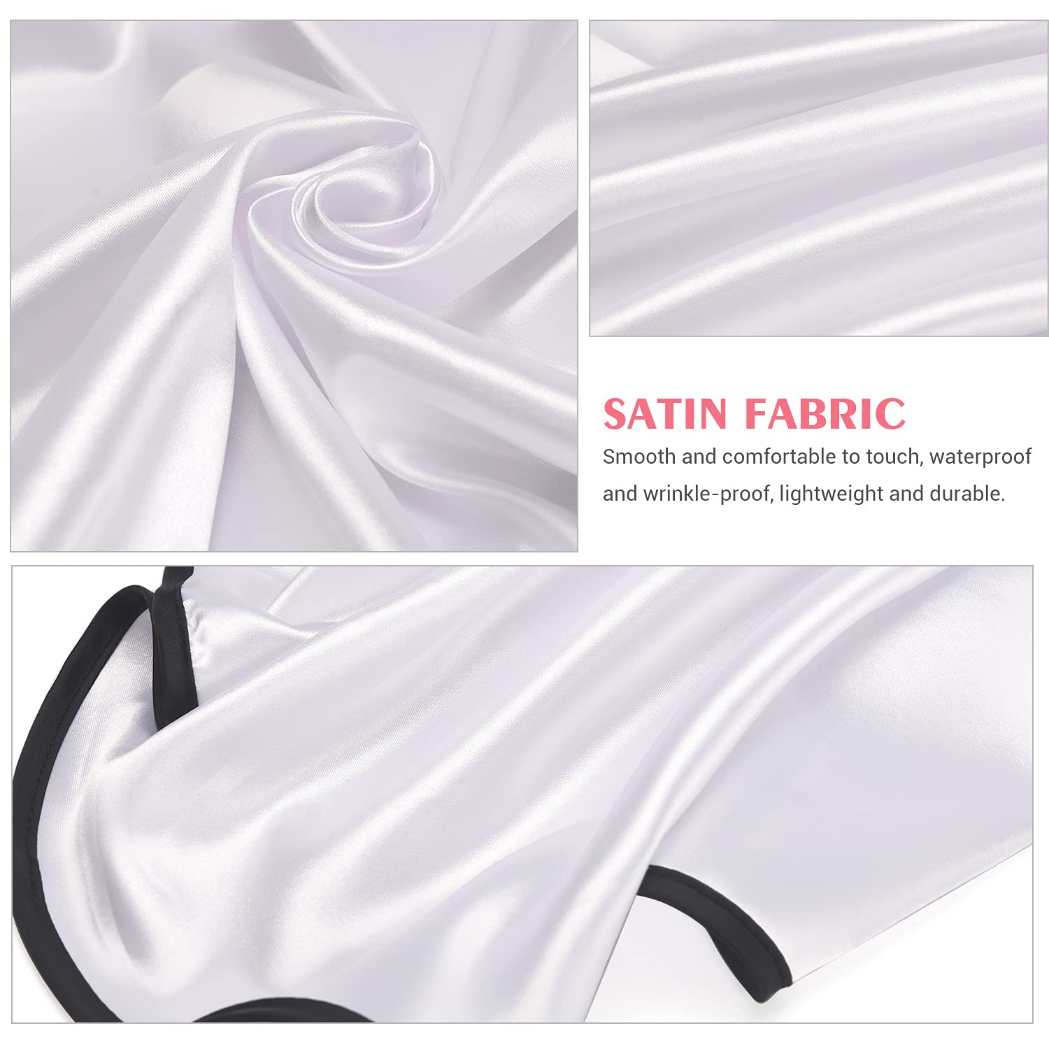 Noverlife 3PCS Satin Makeup Cape, White Beauty Salon Shorty Smock for Clients, Silky Hairdressing Ma