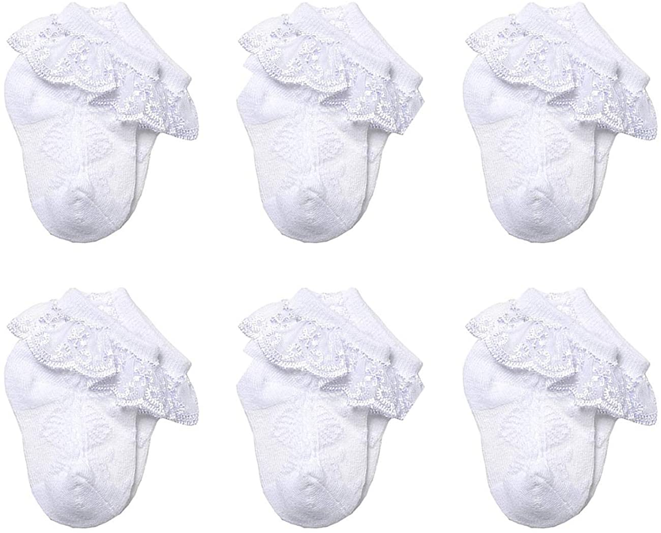 CHUNG Baby Toddler Girls Princess Cotton Frilly Socks Lace Ruffle Pack of 4/5/6 Thin Mesh Summer for