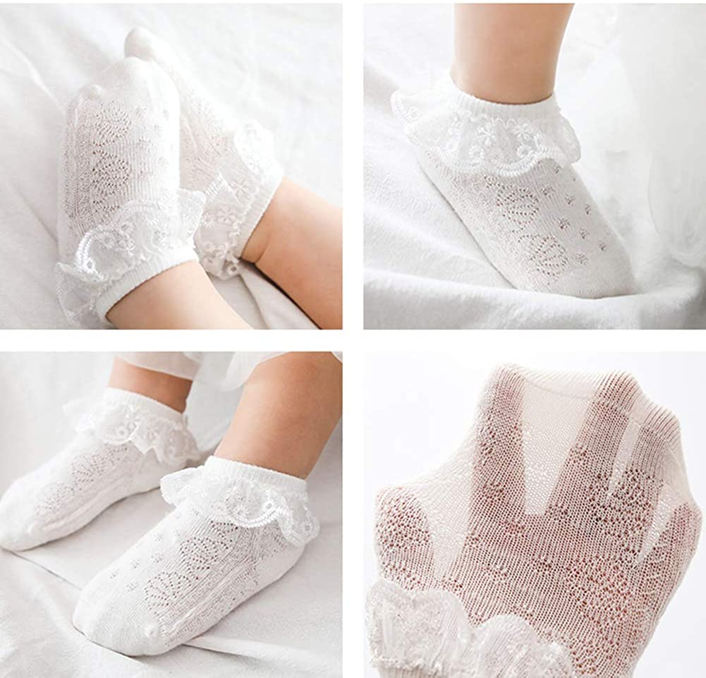 CHUNG Baby Toddler Girls Princess Cotton Frilly Socks Lace Ruffle Pack of 4/5/6 Thin Mesh Summer for