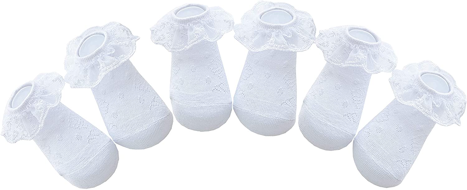 CHUNG Baby Toddler Girls Princess Cotton Frilly Socks Lace Ruffle Pack of 4/5/6 Thin Mesh Summer for