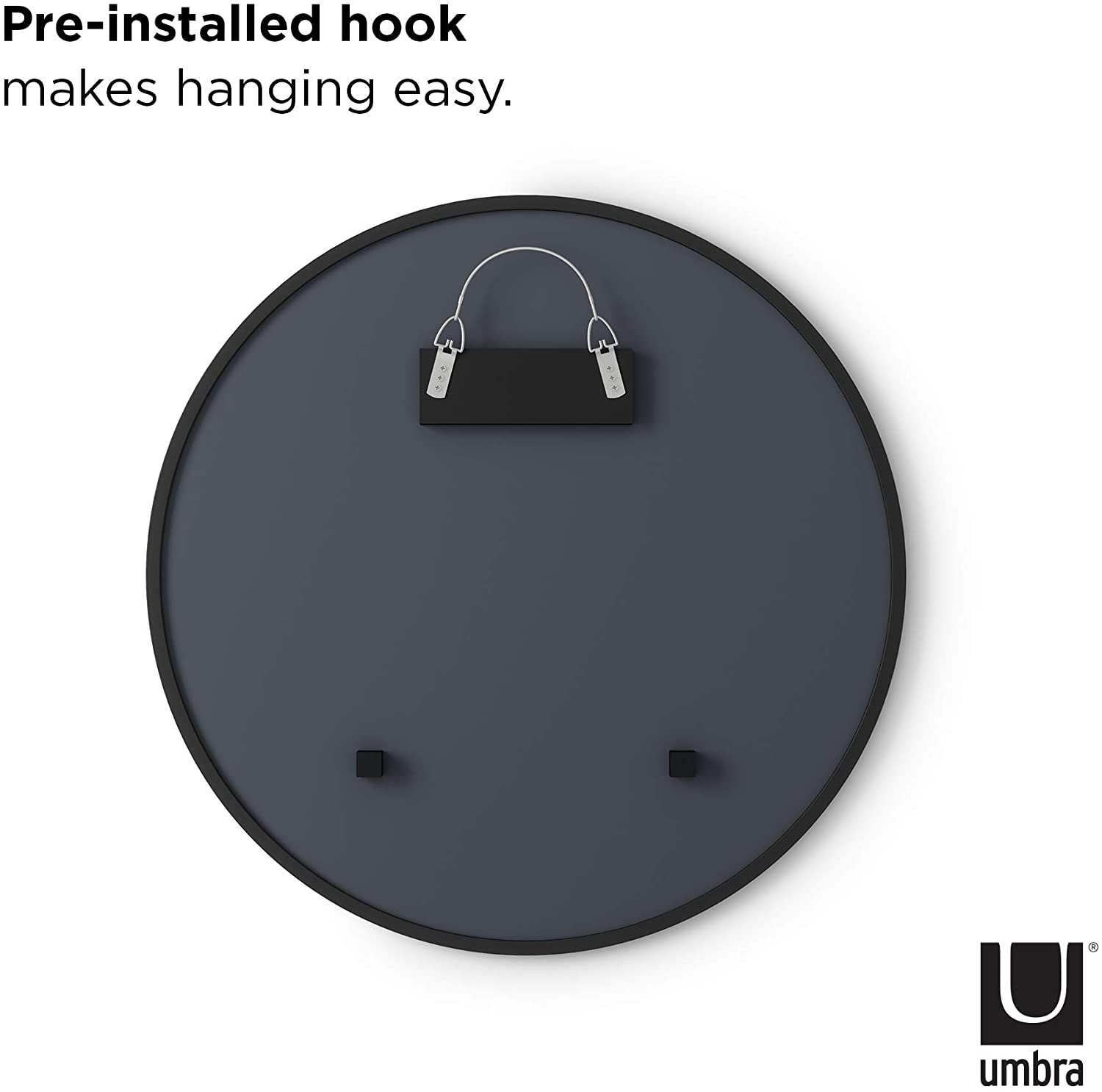 Umbra Hub 24” Round Wall Mirror with Rubber Frame, Modern Decor for Entryways, Washrooms, Living R