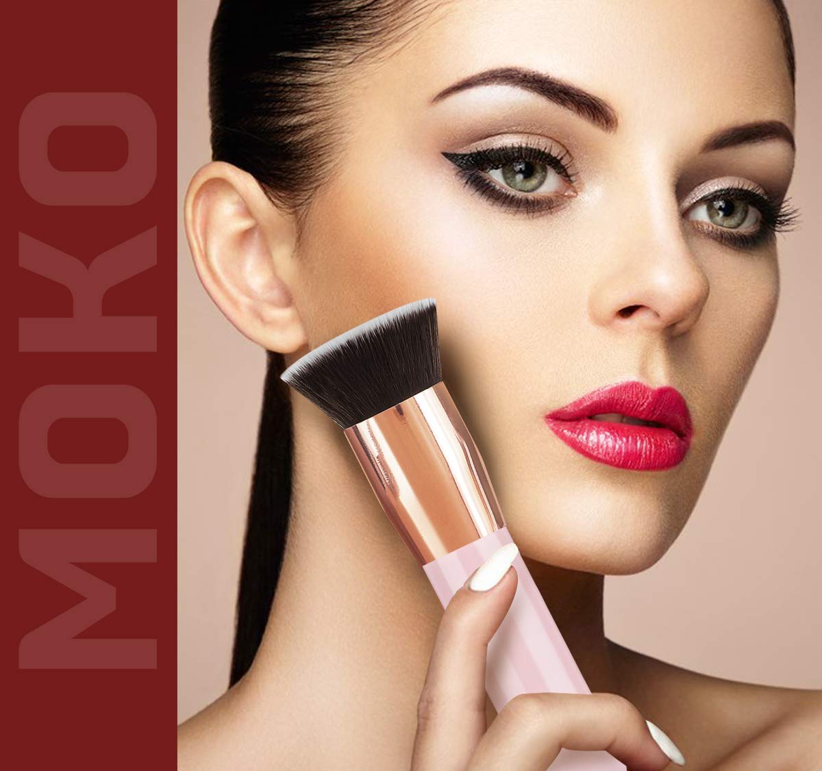 MoKo Foundation Makeup Brush, Premium Flat Head Top Kabuki Brush Portable Soft Synthetic Fiber Makeu