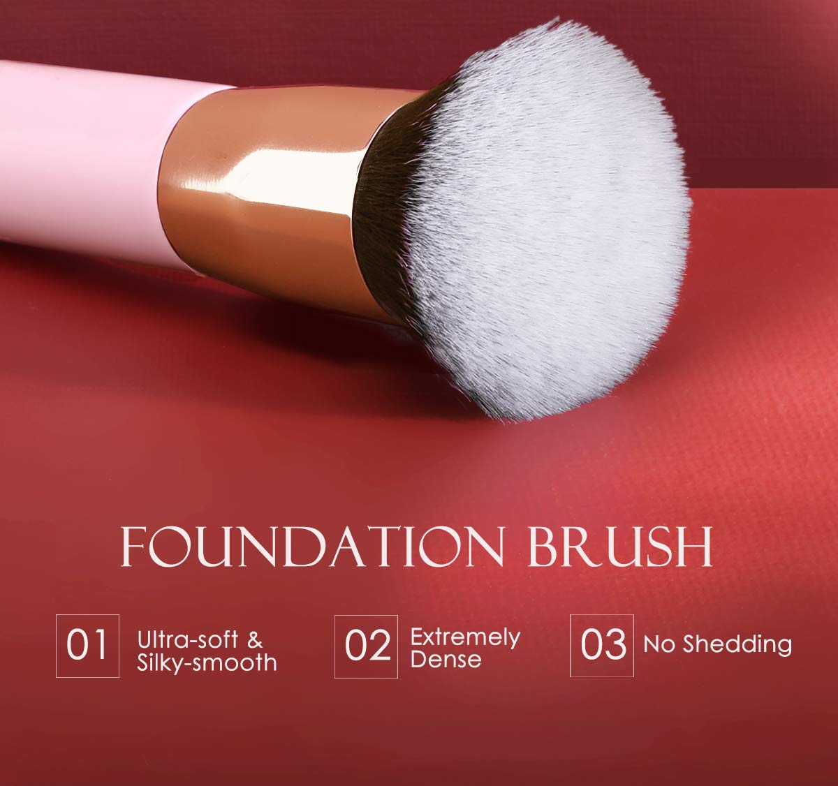MoKo Foundation Makeup Brush, Premium Flat Head Top Kabuki Brush Portable Soft Synthetic Fiber Makeu