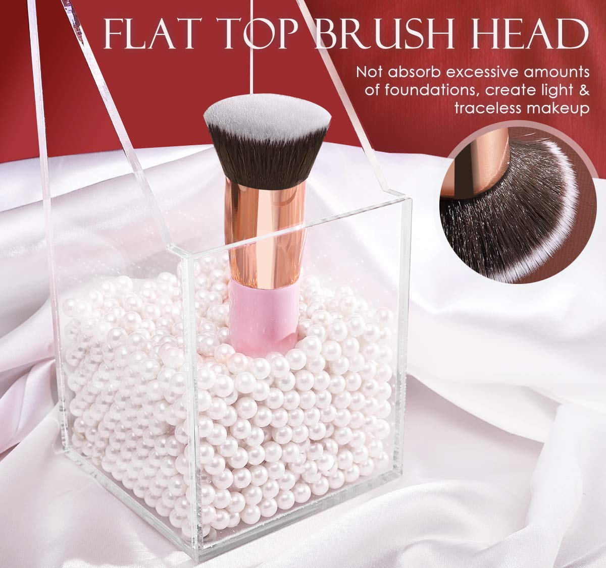 MoKo Foundation Makeup Brush, Premium Flat Head Top Kabuki Brush Portable Soft Synthetic Fiber Makeu