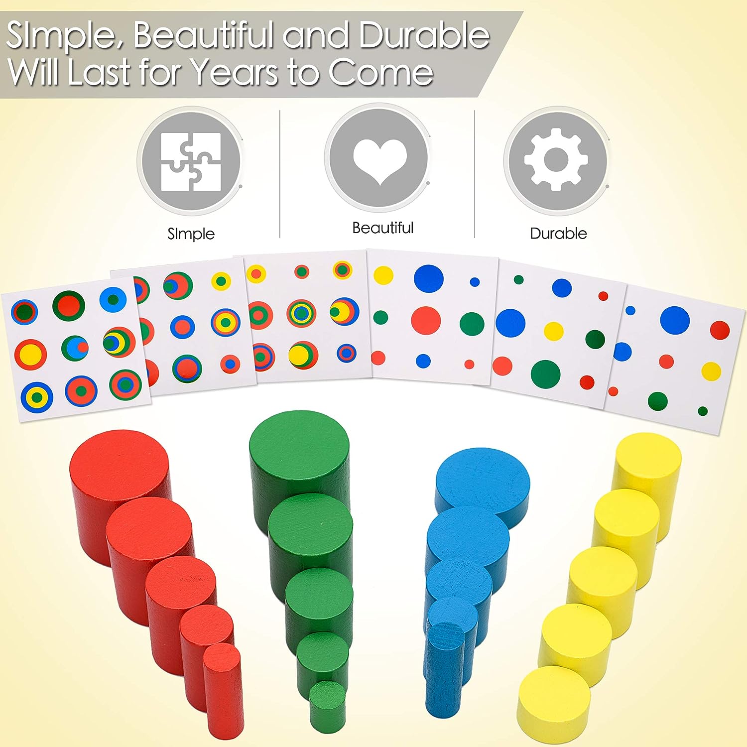 Cylinder Montessori Blocks Knobbed Cylinders Wooden Materials Baby Game Ball Mini Stacking Miniature