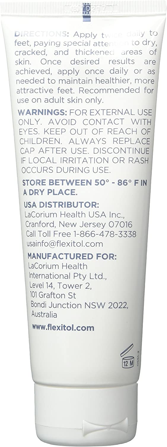 Flexitol Heel Balm 4 Oz Tube (Pack of 2), Rich Moisturizing & Exfoliating Foot Cream. Fast Relief of