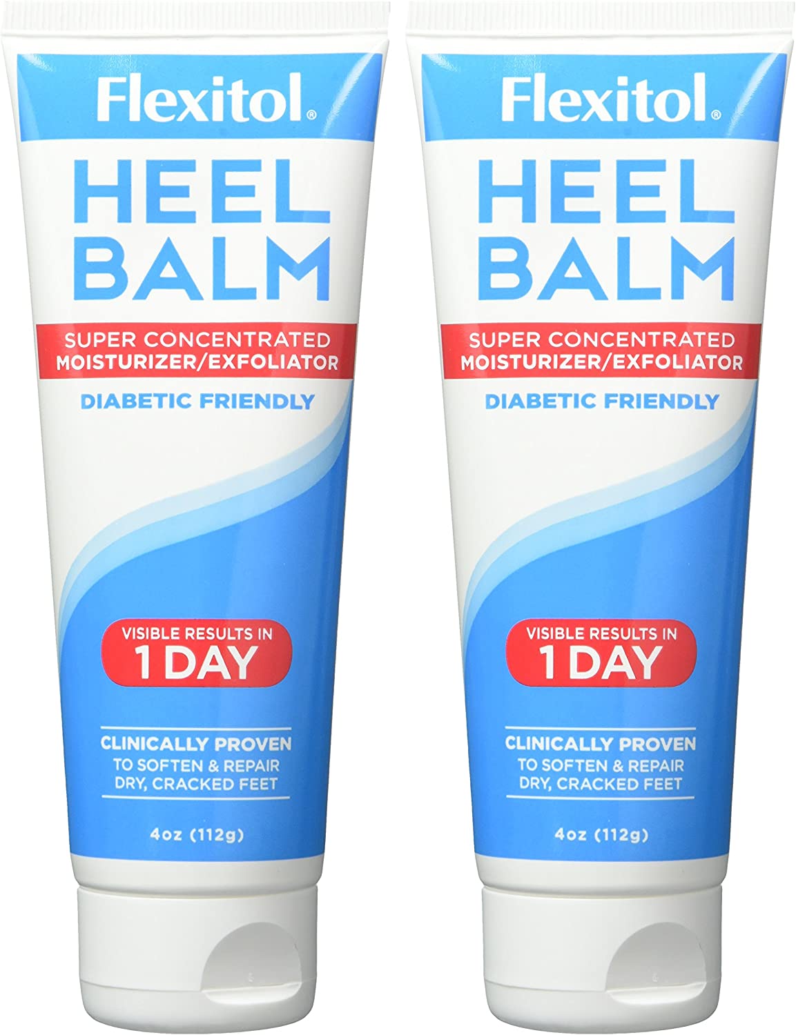 Flexitol Heel Balm 4 Oz Tube (Pack of 2), Rich Moisturizing & Exfoliating Foot Cream. Fast Relief of