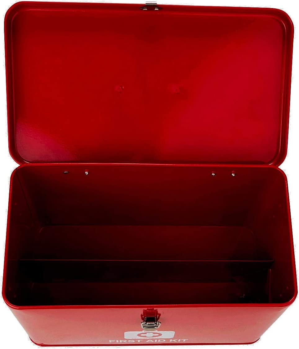 Mind Reader Vintage First Aid Box Empty, Red
