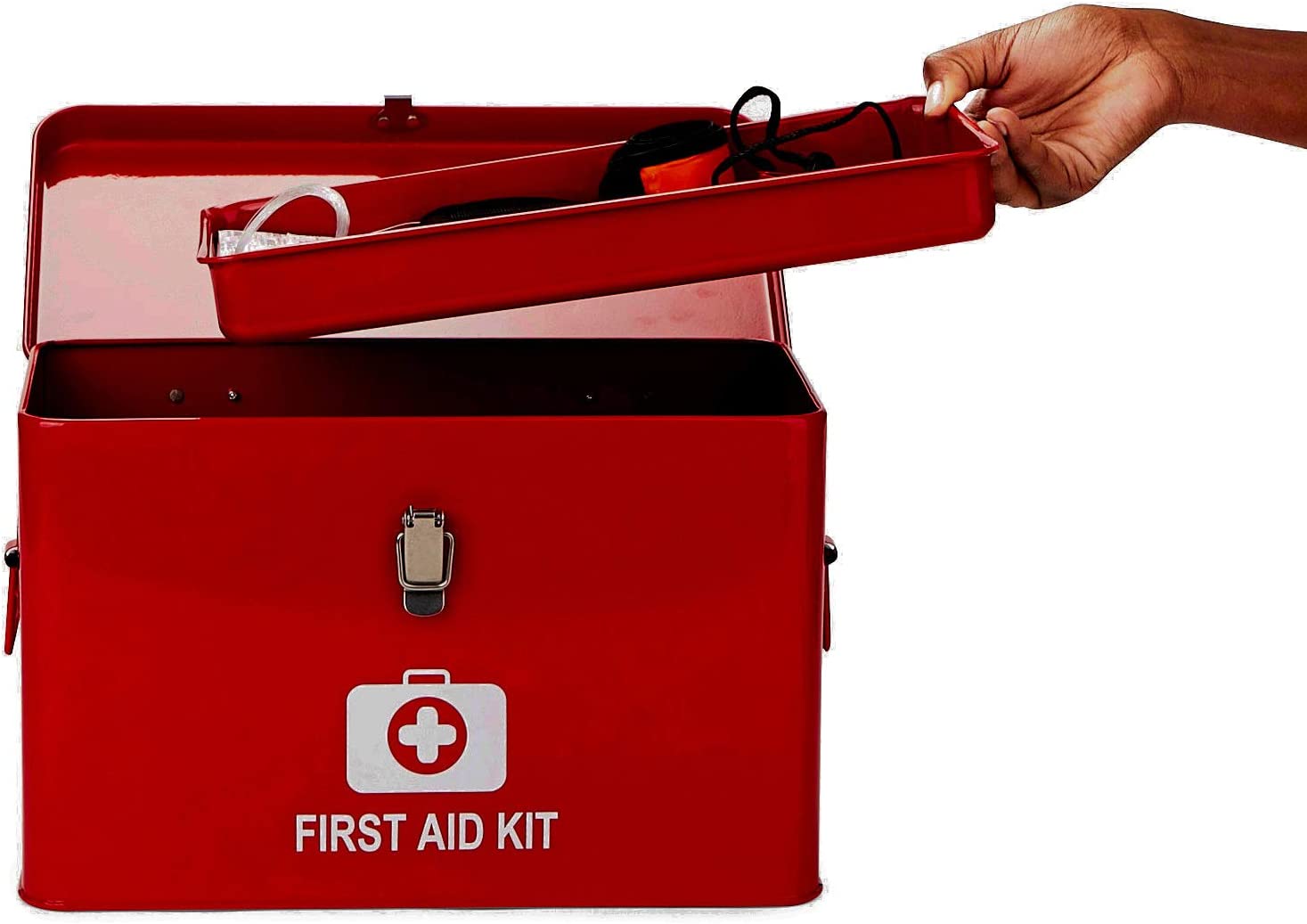 Mind Reader Vintage First Aid Box Empty, Red