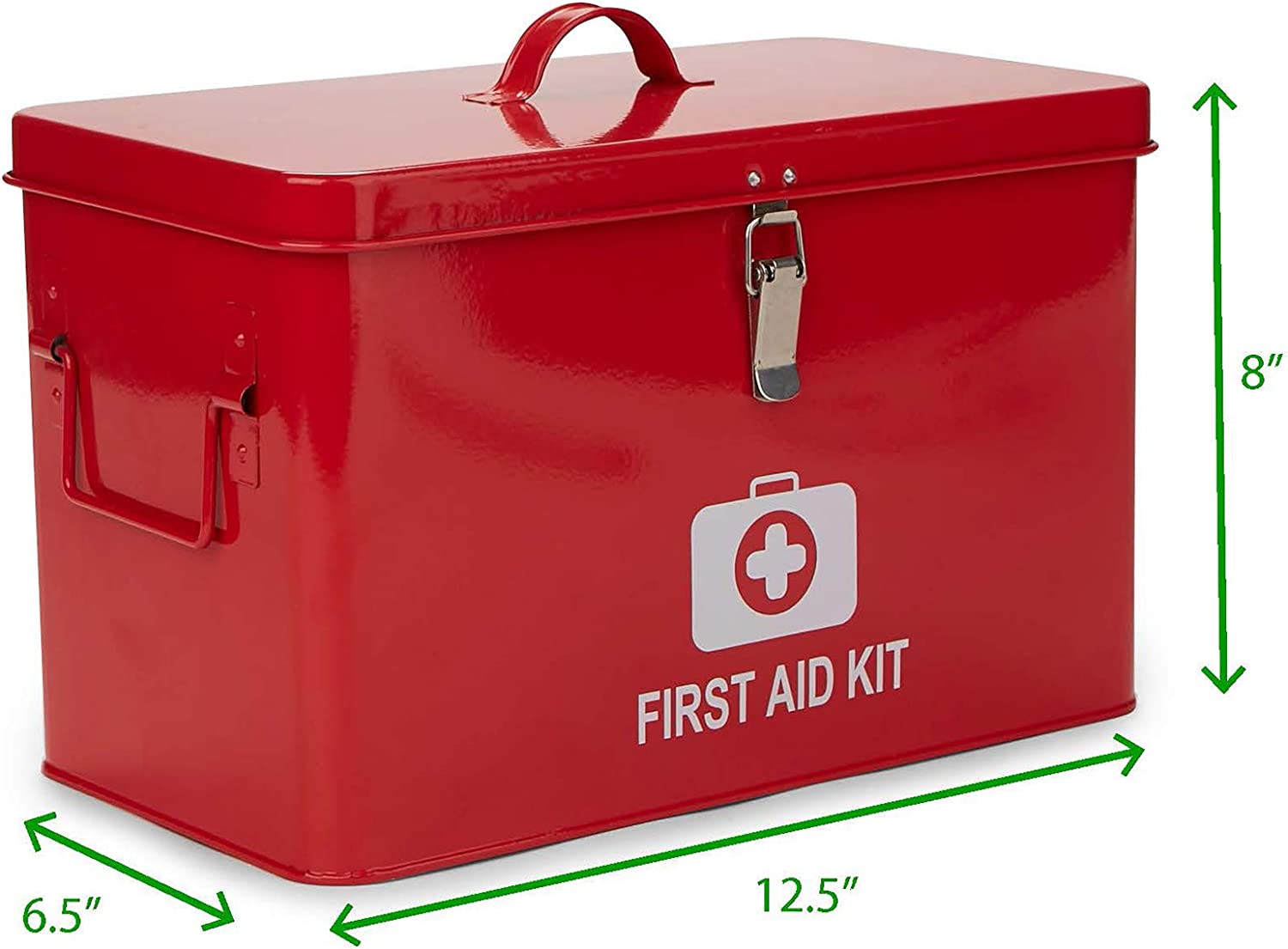 Mind Reader Vintage First Aid Box Empty, Red
