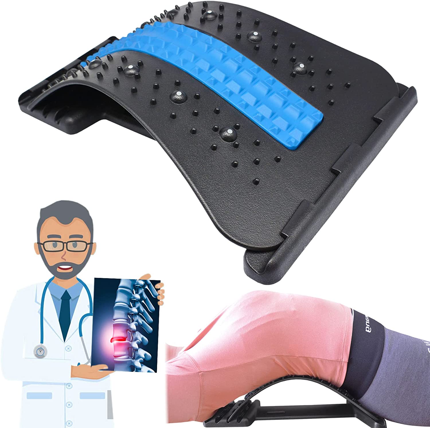 Back Stretcher Back Cracker for Lower Back Pain Relief, 4-Level Back Cracking Device Spine Board Dec