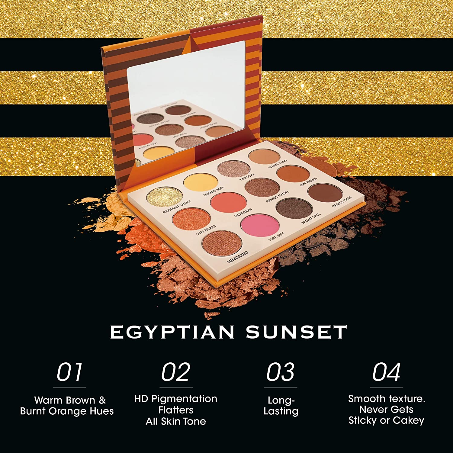 EBIN NEW YORK Egyptian Sunset - Secret of Pharaoh Eyeshadow Palette, Highly Pigmented and Blendable,
