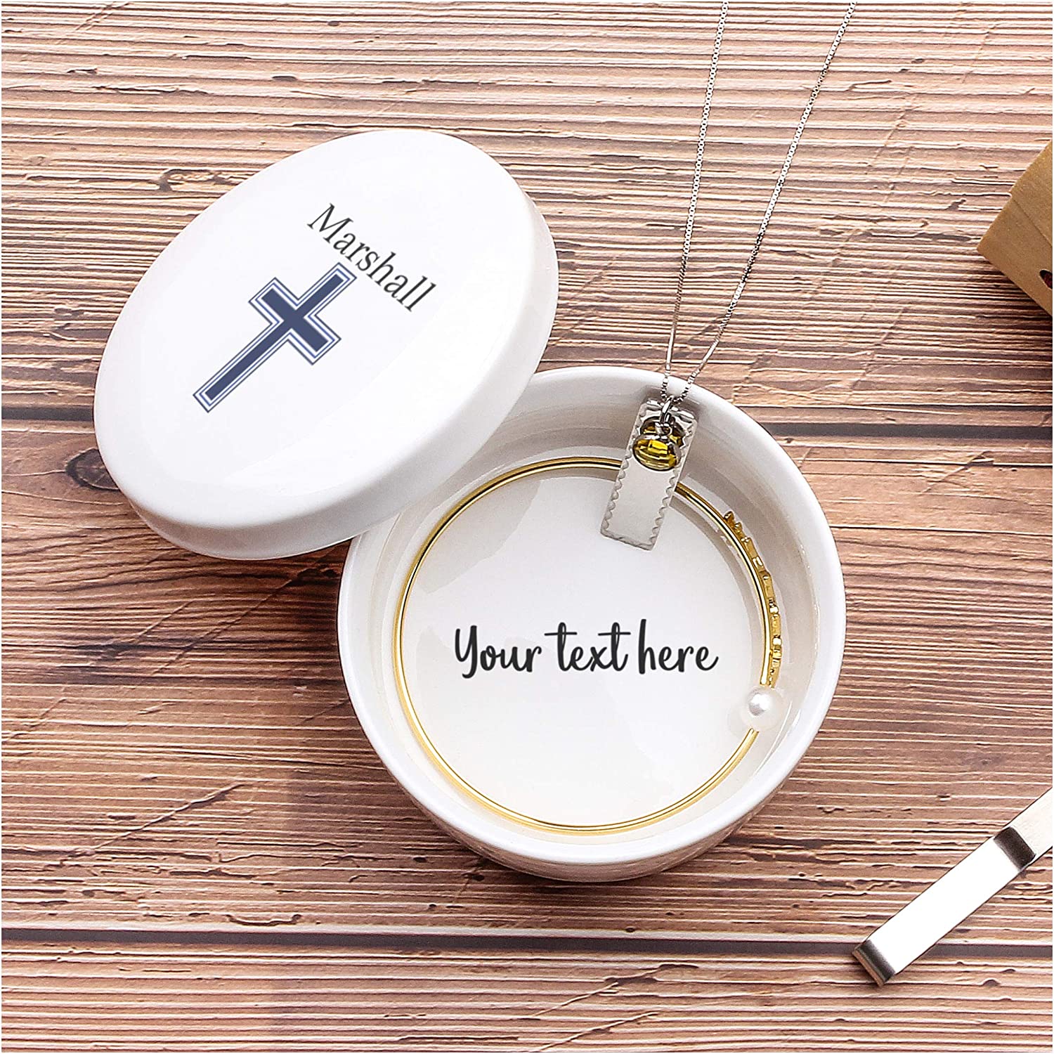 Full Custom Keepsake for Baptism Personalized First Communion Unique Baptism Keepsake Ceramic Jewelr